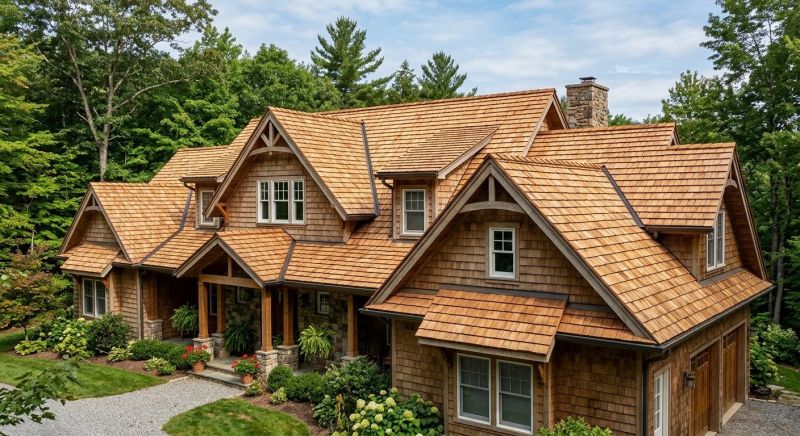 Natural Wood Roof Installation